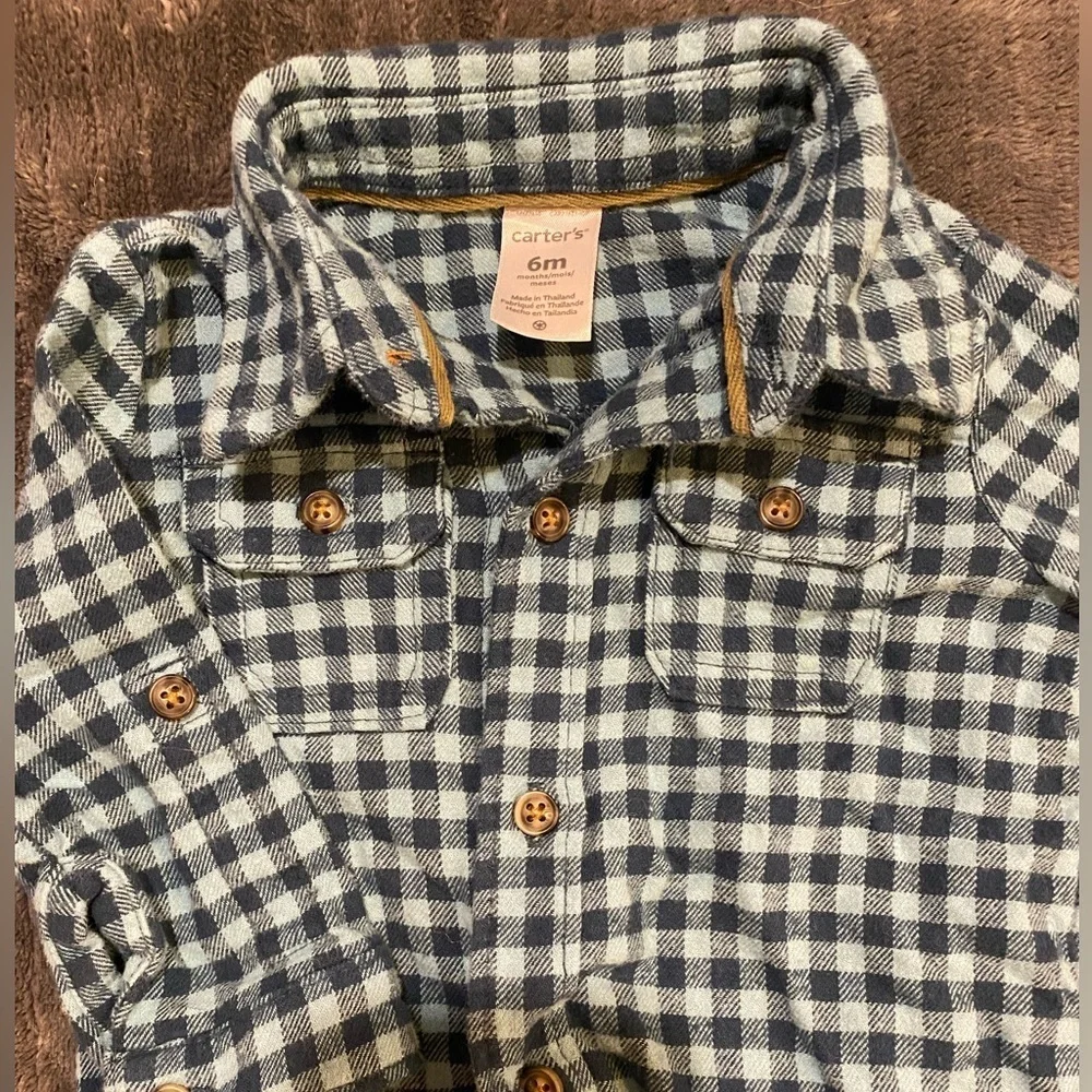 CARTERS 6M blue Flannel outfit